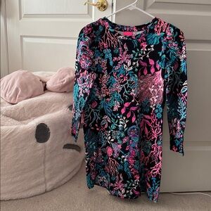 Kids Lilly Pulitzer Black Top with Pink and Blue Floral Design